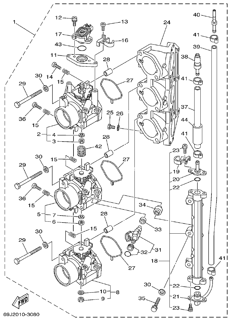 Yamaha A1 THROTTLE BODY ASSY 1 parts diagram